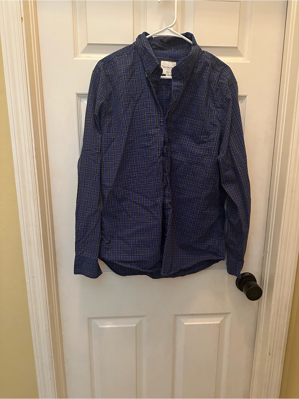 Men's Blue Plaid Button-Up Shirt